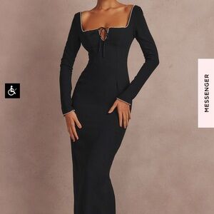 NWT House of Cb Rosa Black Crystal Embellished Maxi Dress